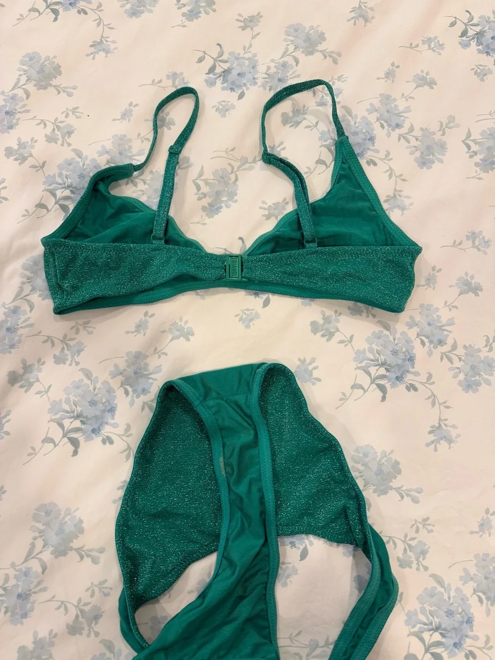 triangl swimwear Green Shimmer Bralette Bikini Set